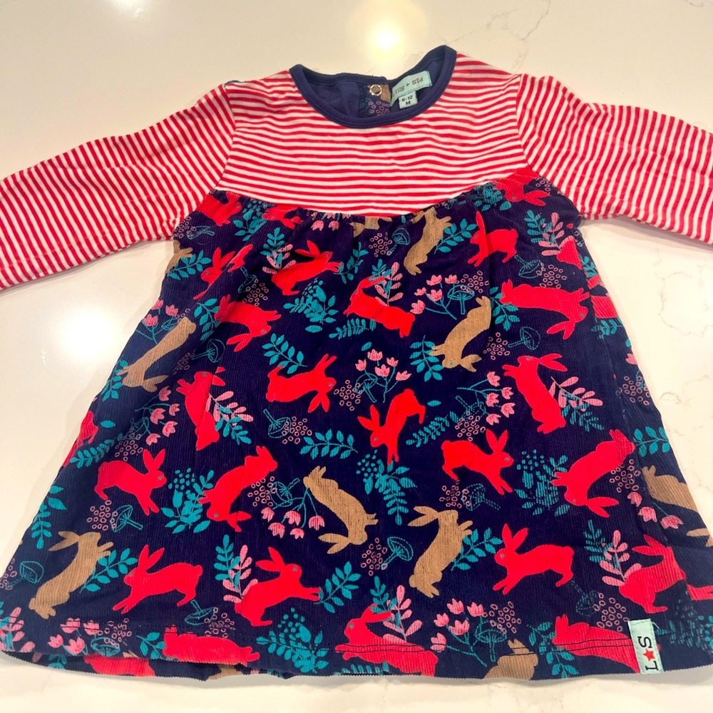 Lilly & Sid corduroy and cotton dress. Size 6-12 months.